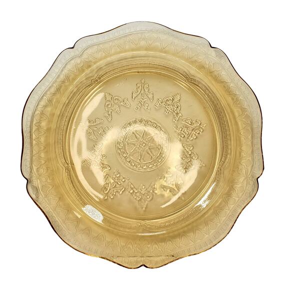 Vtg Yellow Depression Glass Plate 11" Patrician Spoke Pattern Federal Glass Co - Picture 1 of 4